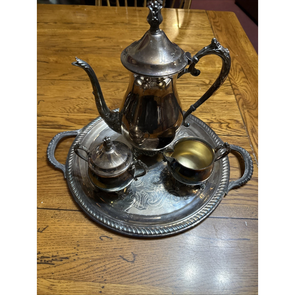Wm Rogers 800 Antique Silver Plate Three-piece Tea Coffee Service Set 1900-1940